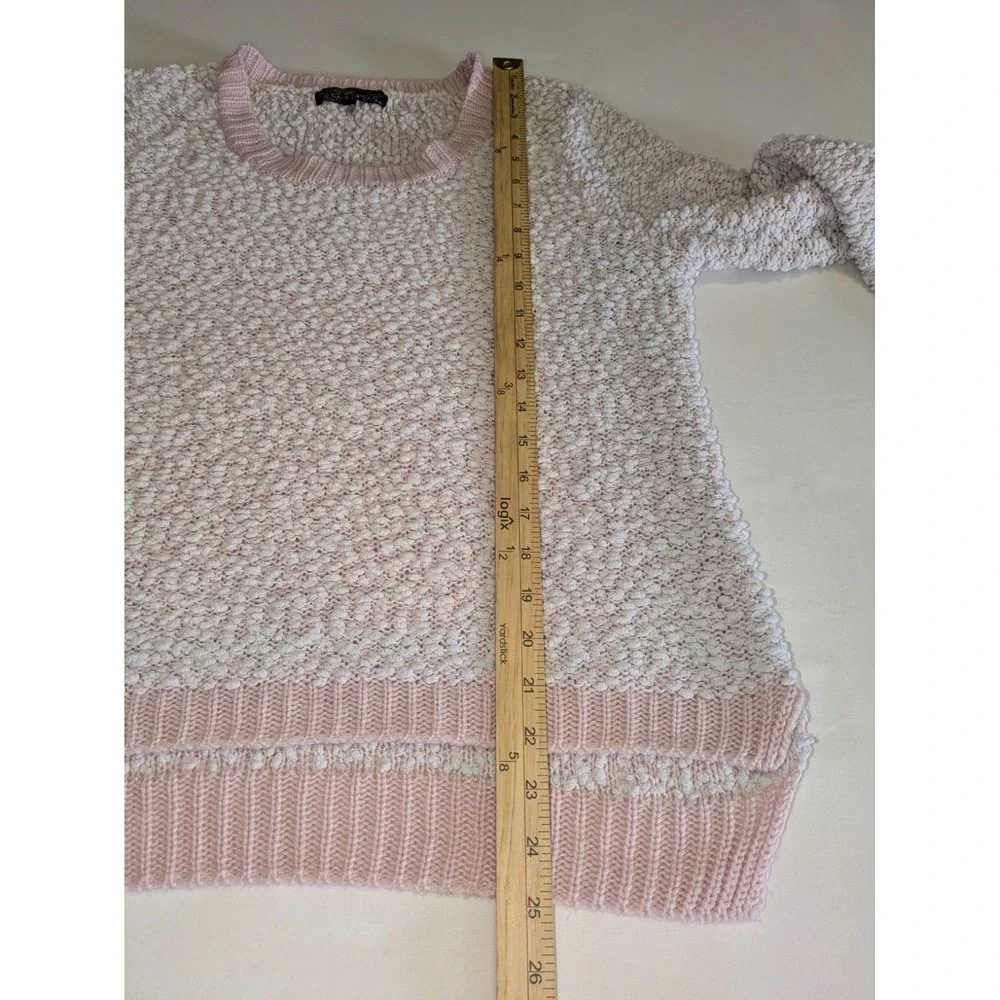 Almost Famous Women Pink Pullover Sweater XL Slub Textured Knit Cozy Loose Knit - Picture 4 of 9